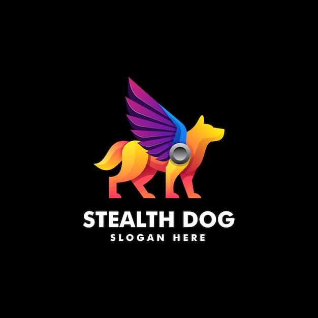Векторная Иллюстрация Логотип Собаки Градиентом Красочный Стиль