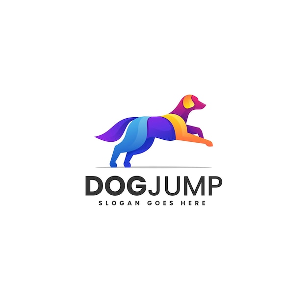 Vector Logo Illustration Dog Gradient Colorful Style