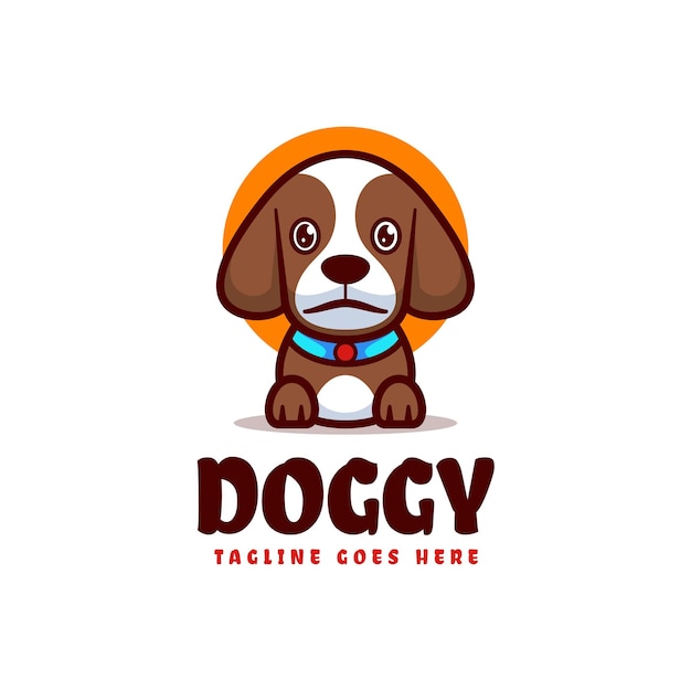 Vector Logo Illustration Doggy Mascot Cartoon Style