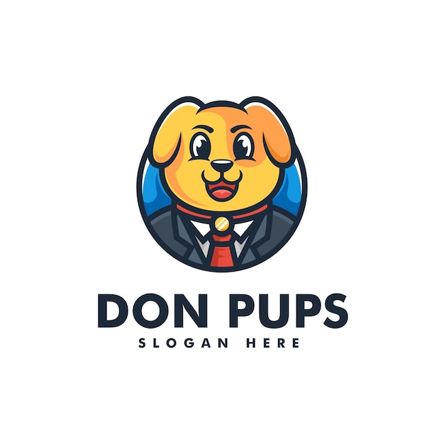 Illustrazione del logo vettoriale don pups mascotte in stile cartone animato