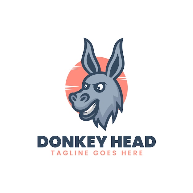 Vector Logo Illustration Donkey Head Mascot Cartoon Style