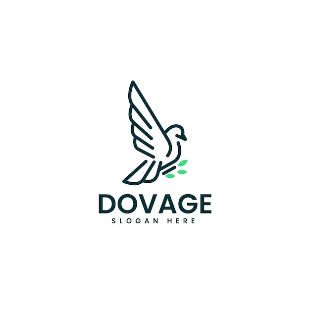 Vector logo illustration dove bird line art style