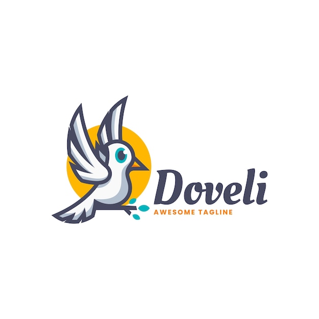 Vector Logo Illustration Dove Simple Mascot Style