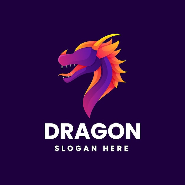 Vector Logo Illustration Dragon Gradient Colorful Style.