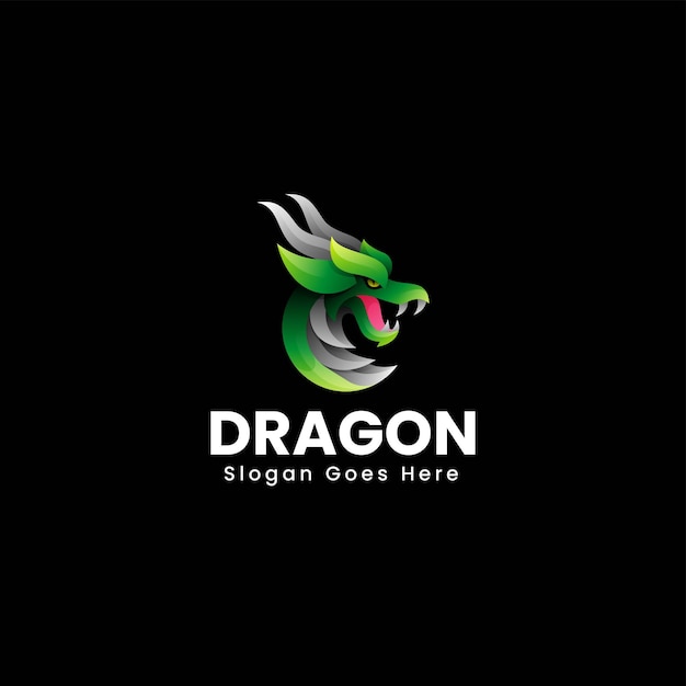 Векторная иллюстрация логотипа дракона градиентом красочный стиль