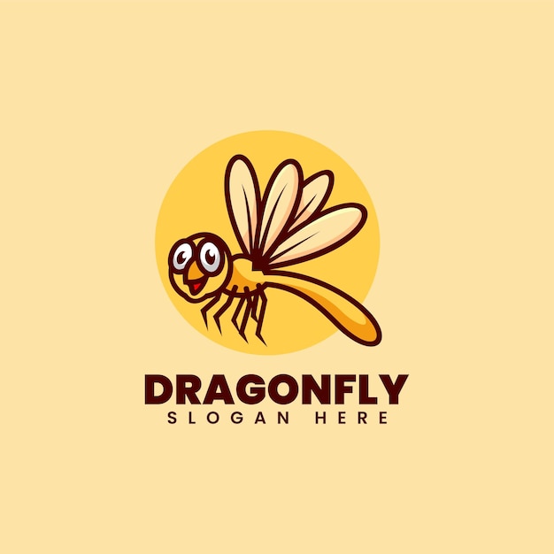 Vector logo illustration dragonfly mascot cartoon style