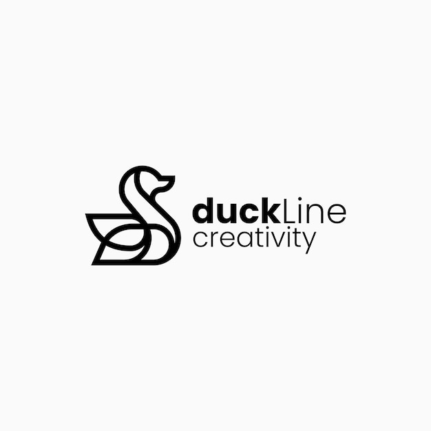 Vector Logo Illustration Duck Line Art Style