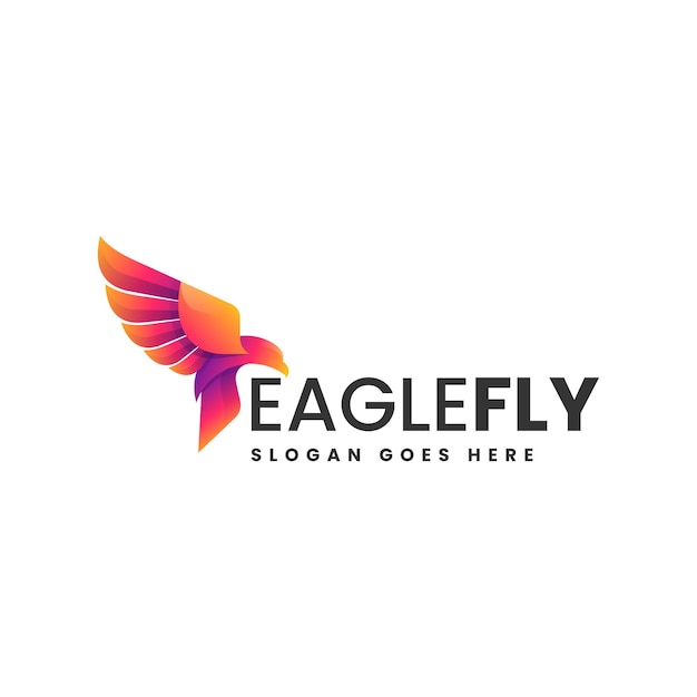 Vector Logo Illustration Eagle Fly Gradient Colorful Style