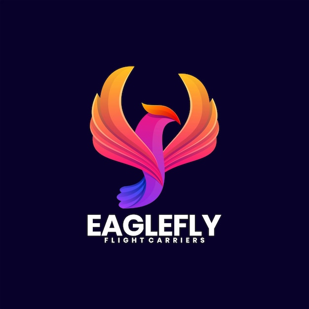 Vector logo illustration eagle fly gradient colorful style