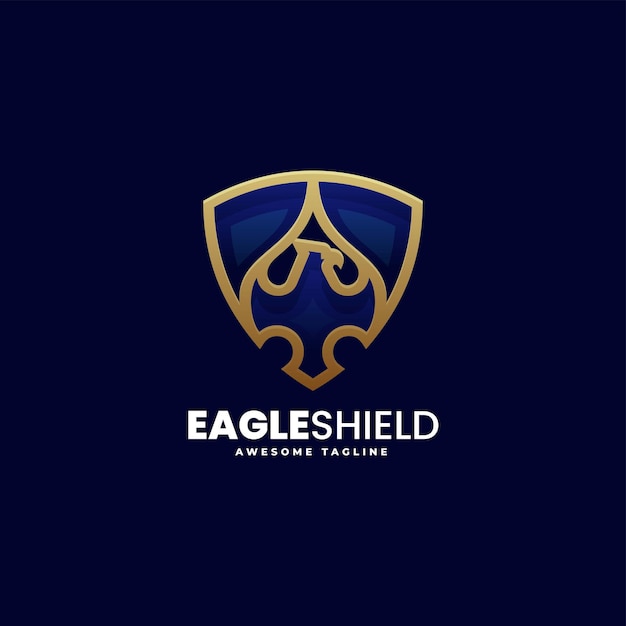 Vector logo illustration eagle shield gradient colorful style