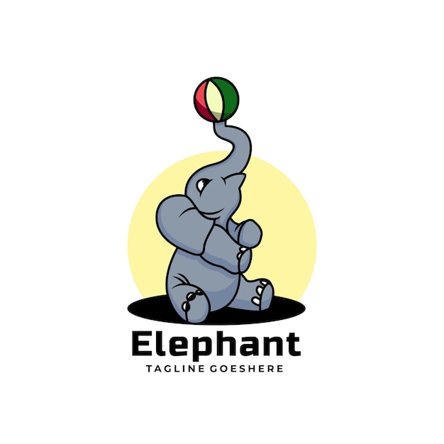 Vettore illustrazione di logo di vettore stile del fumetto della mascotte dell'elefante