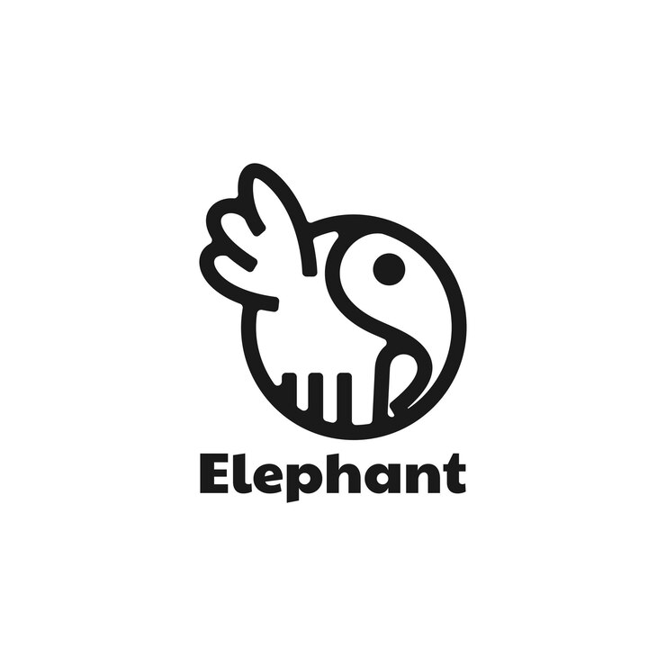 Vector Logo Illustration Elephant Wing Line Art Style