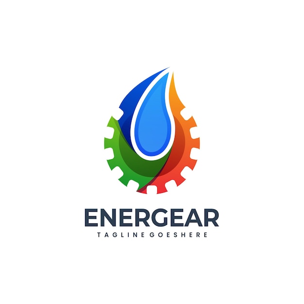 Vector Logo Illustration Energy Gear Gradient Colorful Style