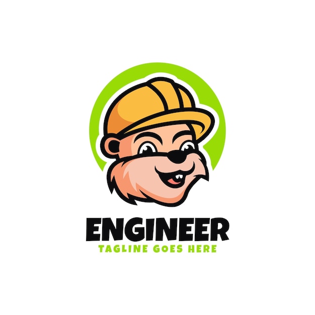 Vector Logo Illustration Engineer Mascot Cartoon Style