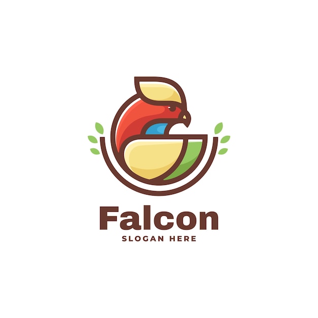 Vector logo illustration falcon simple mascot style