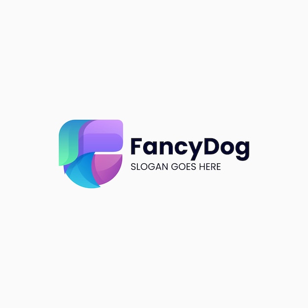 Vector vector logo illustration fancy dog gradient colorful style