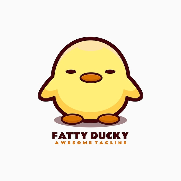 Vector vector logo illustration fatty ducky mascot cartoon style