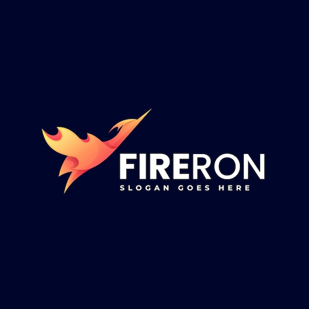 Vector Logo Illustration Fire Bird Gradient Colorful Style