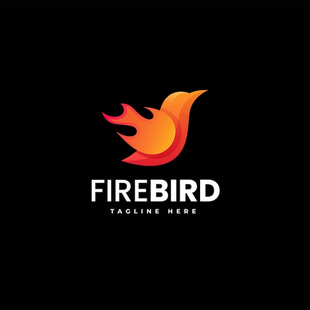 Vector Logo Illustration Fire Bird Gradient Colorful Style