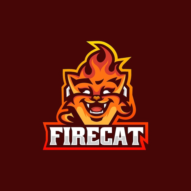 Vector Logo Illustration Fire Cat E Sport and Sport Style