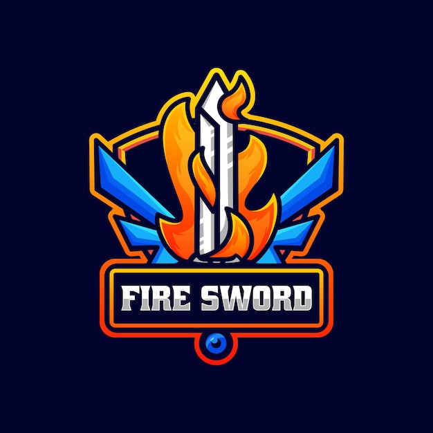 Vector logo illustration fire sword e sport e sport style