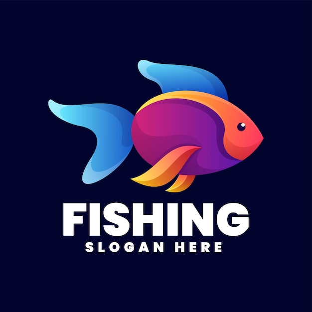 Vector Logo Illustration Fish Gradient Colorful Style