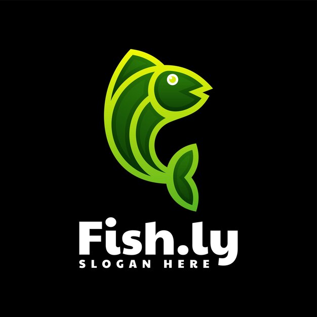 Vector Logo Illustration Fish Gradient Line Art Style