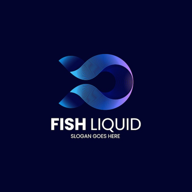 Vettore illustrazione del logo vettoriale fish liquid gradient colorful style