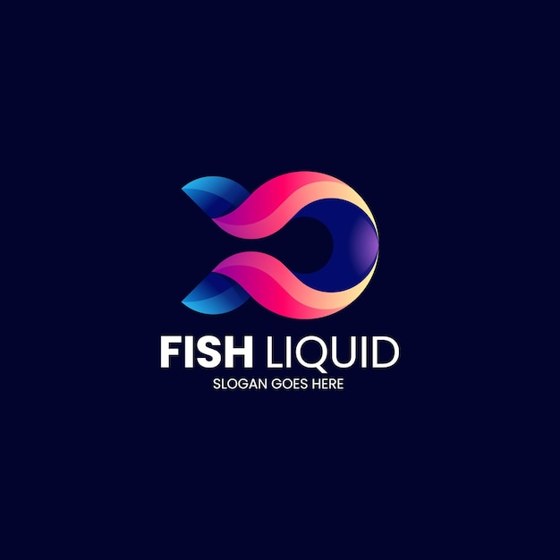 ベクトルのロゴ イラスト 魚の液体 グラデーションのカラフルなスタイル