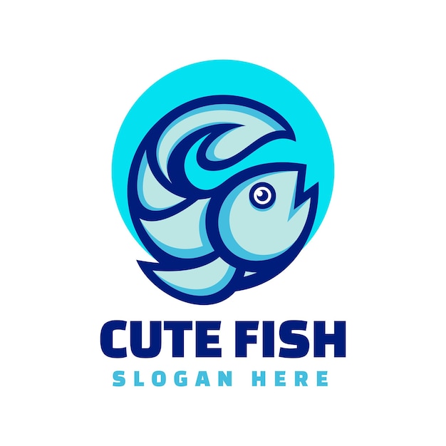 Vettore illustrazione del logo vettoriale stile mascotte semplice di pesce