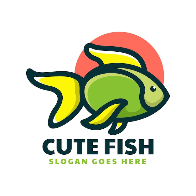 Illustrazione del logo vettoriale stile mascotte semplice di pesce