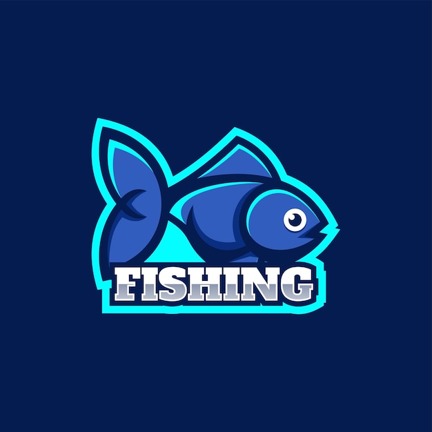 Illustrazione del logo vettoriale stile mascotte semplice di pesce