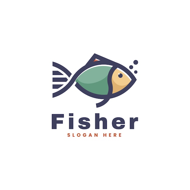 Vector Logo Illustration Fisher Simple Mascot Style