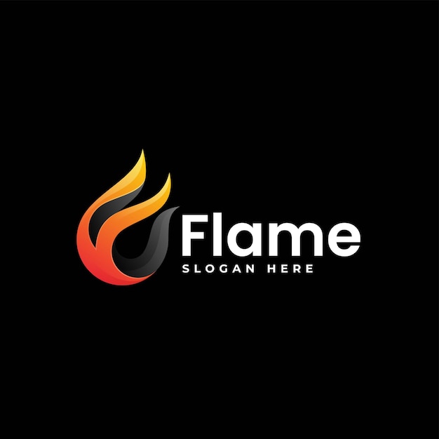 Vector Logo Illustration Flame Gradient Colorful Style