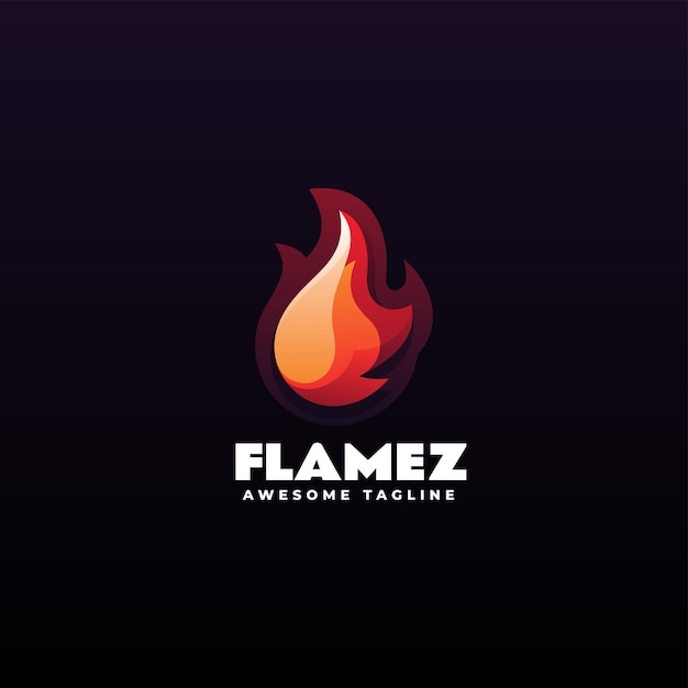 Vector Logo Illustration Flame Gradient Colorful Style