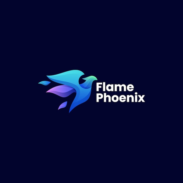 Vector Logo Illustration Flame Phoenix Gradient Colorful Style