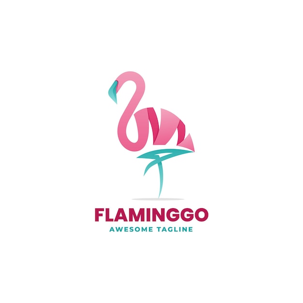 Vector Logo Illustration Flamingo Gradient Colorful Style