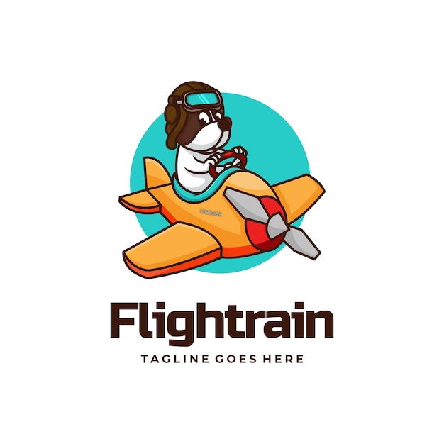 Vector logo illustration flight train mascot cartoon style.