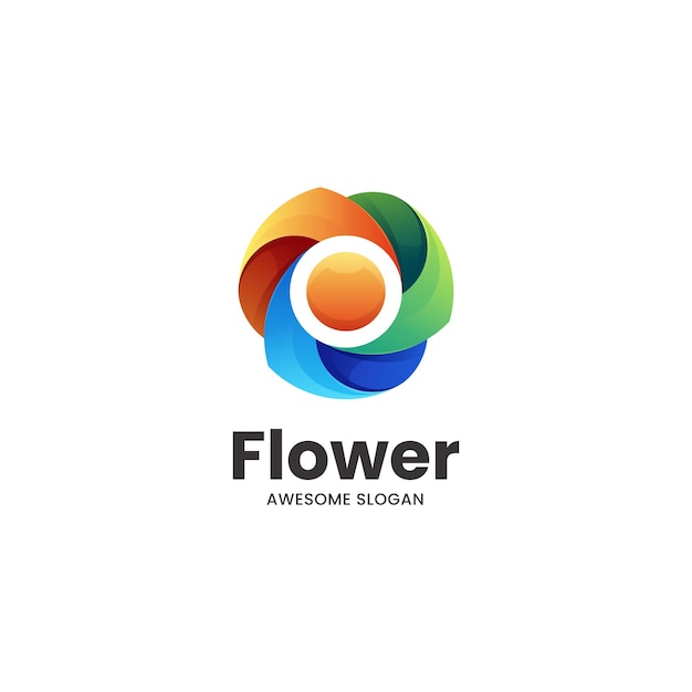 Vector Logo Illustration Flower Gradient Colorful Style