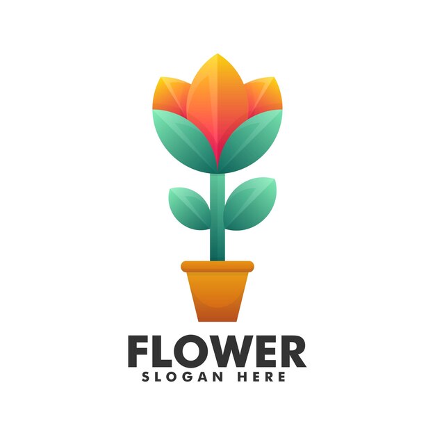 Vector logo illustration flower gradient colorful style