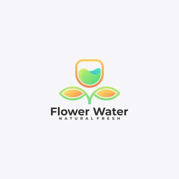 Illustrazione del logo vettoriale stile colorato con gradiente d'acqua di fiori