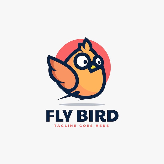 Illustrazione del logo vettoriale fly bird in stile mascotte semplice