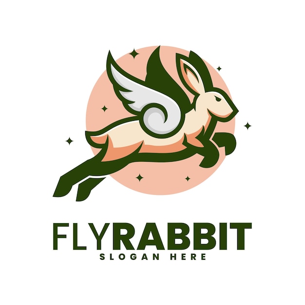 Vector Logo Illustration Fly Rabbit Simple Mascot Style