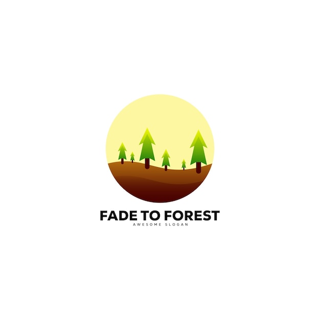 Illustrazione del logo vettoriale gradiente di foresta stile colorato