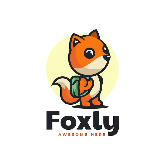 Vector logo illustration fox mascot cartoon style