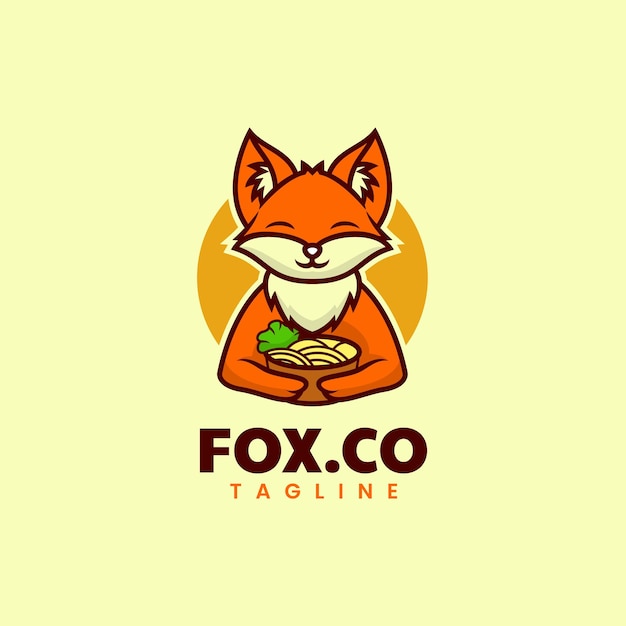 Vector Logo Illustration Fox Mascot Cartoon Style