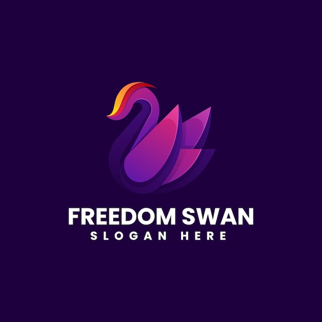 Vector Logo Illustration Freedom Swan Gradient Colorful Style