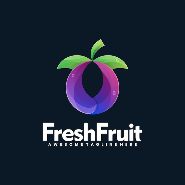 Vettore illustrazione del logo vettoriale stile colorato con gradiente di frutta fresca
