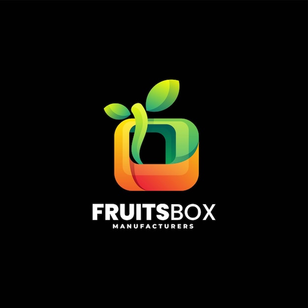 Vector logo illustration fruit box gradient colorful style.