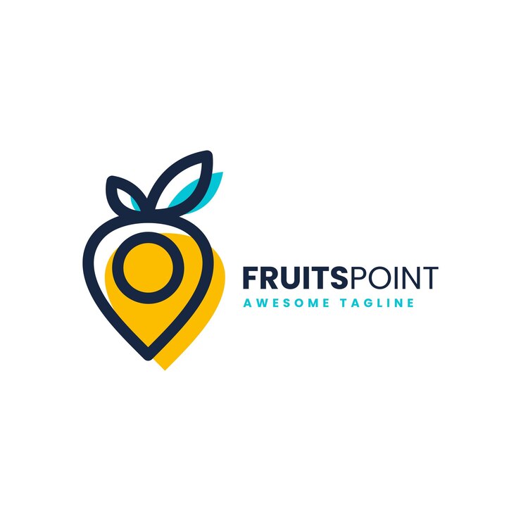 Vector Logo Illustration Fruit Point Simple Mascot Style.
